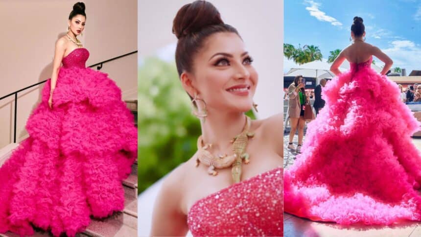 Cannes Film Festival 2023: Urvashi Rautela Brings Pop Of Colour In Pink Tulle Gown But Her Crocodile Jewellery Steals The Limelight!