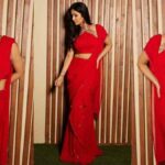 Katrina Kaif’s Tarun Tahiliani Saree With Bridle Neck Pullover Is The Solution To All Your Wedding Season Needs