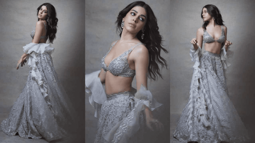 Alaya F's Diwali Party Lehenga With A Steamy Bralette And Unsettled Dupatta