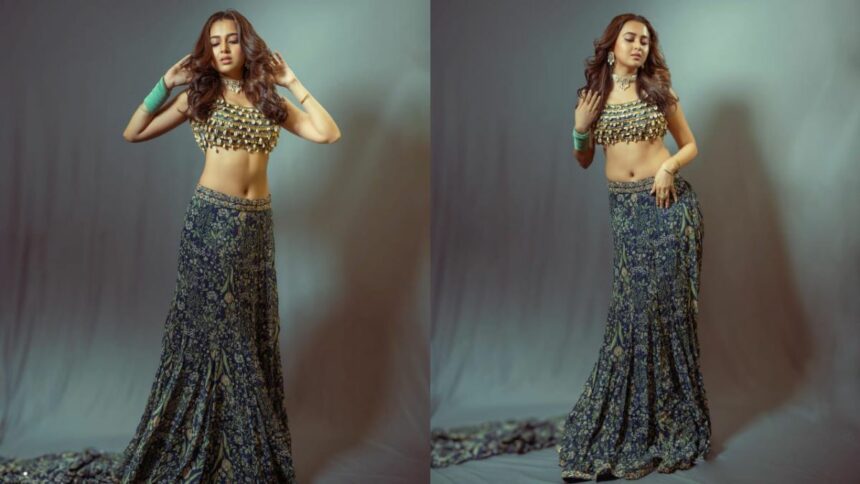 Tejasswi Prakash’s Adorned Bustier With Printed Lehenga Is Well-suited For Your BFF’s Wedding; Bookmark It