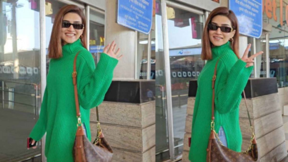 Kriti Sanon Lays Out Winter Wear Objectives In Green Sweatshirt With Loose Denims, And Rs. 2.36 Lacs Louis Vuitton Bag