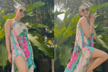 Rakul Preet Singh Beautiful Look For Vacay-prepared Fit In Scarf Dress With A Tissue Sew