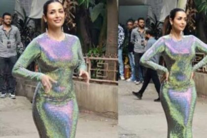 malaika arora's body hugging holographic gown is all need for new year eve..mesmerizing look of Melissa.
