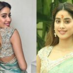 In A Blue And Gold Tissue Saree, Janhvi Kapoor Is Looking Stunning and Beautiful