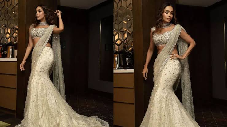 Malaika Arora Dazzled In A Stunning Manish Malhotra Swarovski Crystal Saree At IFFM 2024