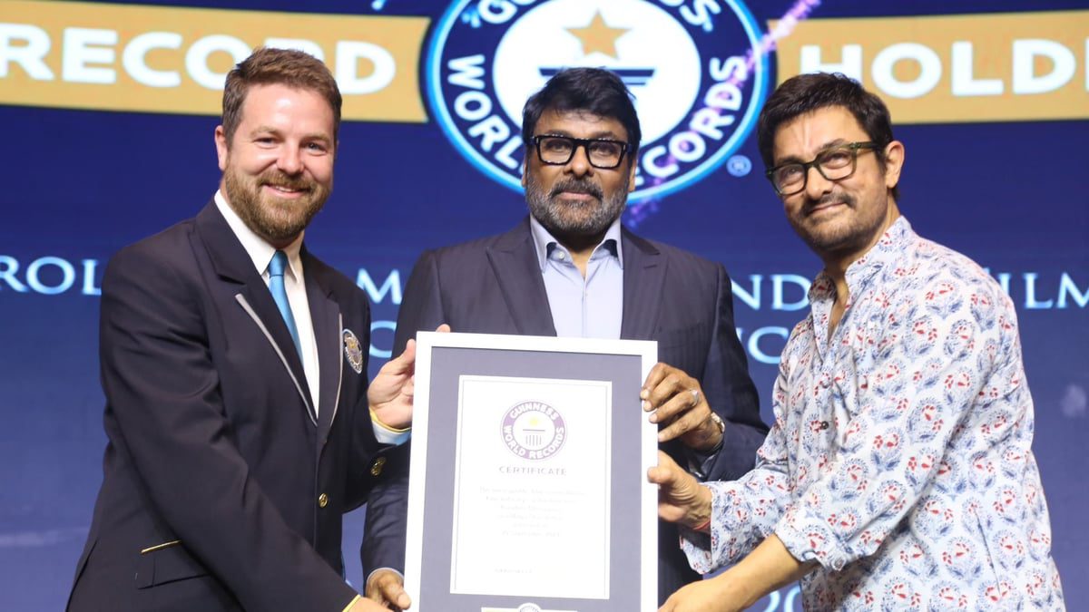 Chiranjeevi Honoured With Guinness World Record For Most Profilic Film Star By Aamir Khan